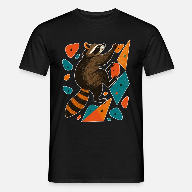 Bouldern Waschbär Klettern Motivation Geschenk - Männer T-Shirt - Schwarz