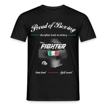 Proud of Boxing FIGHTER Italy - Men's T-Shirt - black - Front - AI Model Male 178 light (178cm)