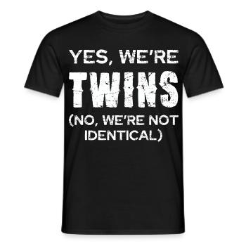 Twin joke: Not identical - Men's T-Shirt - black - Front - AI Model Male 178 light (178cm)