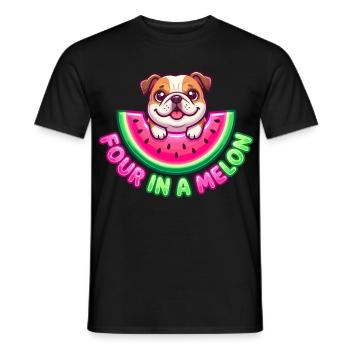 Quatre dans un bouledogue melon - T-shirt homme - noir - Devant - AI Model Male 178 light (178cm)