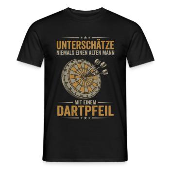 Le vieux avec une fléchette – ne jamais le sous-estimer ! - T-shirt homme - noir - Devant - AI Model Male 178 light (178cm)