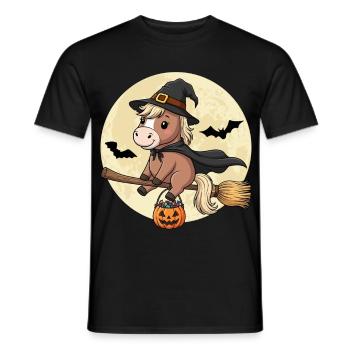 Mignonne Sorcière Cheval Poney d’Halloween - T-shirt homme - noir - Devant - AI Model Male 178 light (178cm)