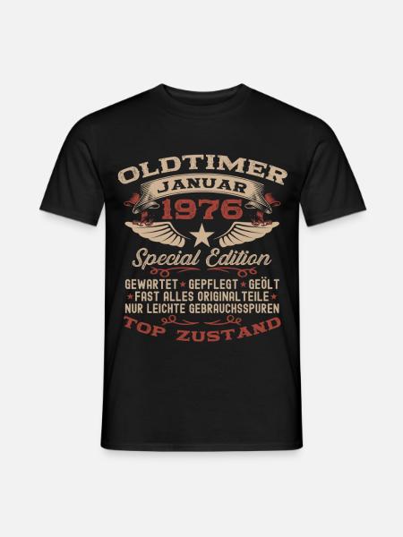 50. Geburtstag Geschenk Oldtimer Januar 1976 - T-shirt herr - svart
