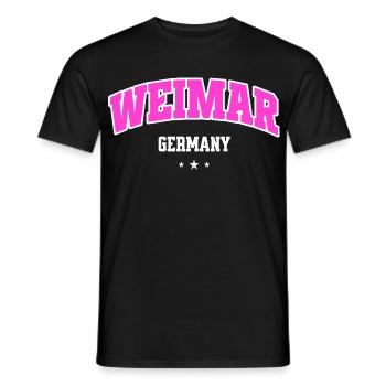 Weimar Germany Typography Neon Pink - Men's T-Shirt - black - Front - AI Model Male 178 light (178cm)