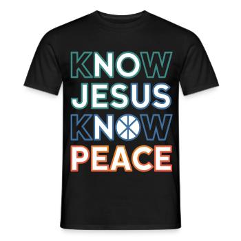 Typographie de Know Jesus Know Peace - T-shirt homme - noir - Devant - AI Model Male 178 light (178cm)