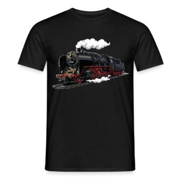Dampflok Retro-Illustration - Männer T-Shirt - Schwarz - Vorne - AI Model Male 178 light (178cm)