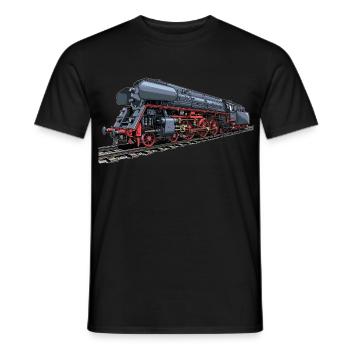 Steam locomotive in retro look 01 519 - Men's T-Shirt - black - Front - AI Model Male 178 light (178cm)