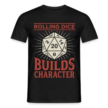Lancer des dés permet de construire un personnage – Conception de jeu de rôle - T-shirt homme - noir - Devant - AI Model Male 178 light (178cm)