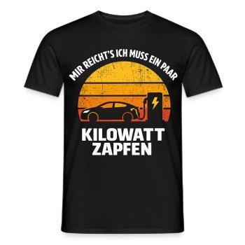 I've had enough: tapping kilowatts – e-car - Men's T-Shirt - black - Front - AI Model Male 178 light (178cm)