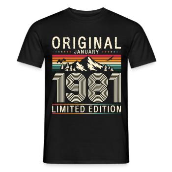45th Birthday Original January 1981 - Men's T-Shirt - black - Front - AI Model Male 178 light (178cm)