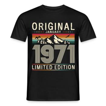 55e anniversaire Original janvier Né en 1971 - T-shirt homme - noir - Devant - AI Model Male 178 light (178cm)