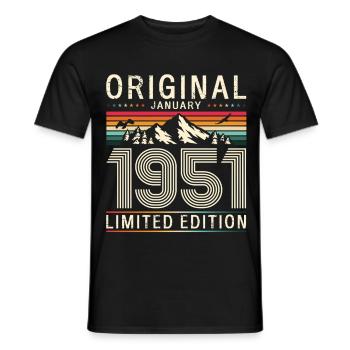 75e anniversaire Original janvier Né en 1951 - T-shirt homme - noir - Devant - AI Model Male 178 light (178cm)