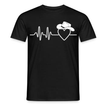 Battement de cœur avec silhouette de chapeau - T-shirt homme - noir - Devant - AI Model Male 178 light (178cm)
