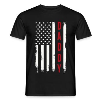 Daddy US Flag Patriotic Father America - Men's T-Shirt - black - Front - AI Model Male 178 light (178cm)
