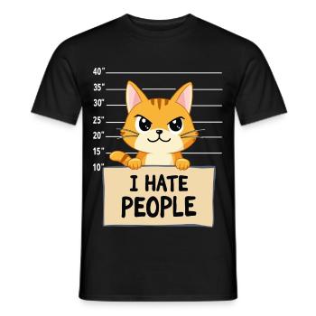 Griesgrämige Katze I Hate People Polizeifoto - Männer T-Shirt - Schwarz - Vorne - AI Model Male 178 light (178cm)