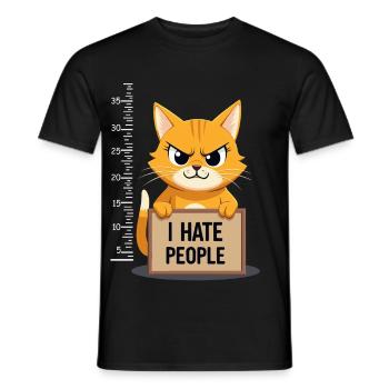 Griesgrämige Katze I Hate People Polizeifoto - Männer T-Shirt - Schwarz - Vorne - AI Model Male 178 light (178cm)