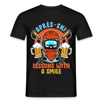 Moniteur de ski APRES-SKI COURS AVEC LE SOURIRE Lustig - T-shirt homme - noir - Devant - AI Model Male 178 light (178cm)