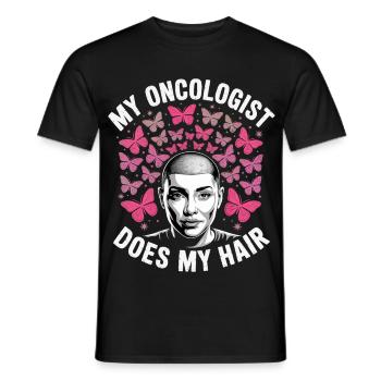 Mon oncologue coiffe mes cheveux - T-shirt homme - noir - Devant - AI Model Male 178 light (178cm)
