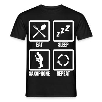 Eat Sleep Saxophone Repeat - Men's T-Shirt - black - Front - AI Model Male 178 light (178cm)