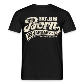 Born in January 1996 - Birthday - Gift - Men's T-Shirt - black - Front - AI Model Male 178 light (178cm)