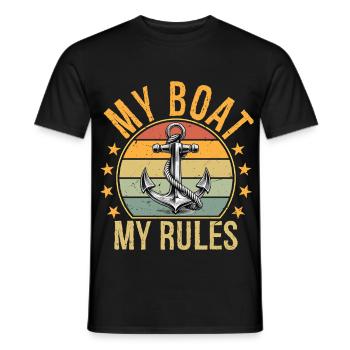 My Boat My Rules Funny Boating Captain - Men's T-Shirt - black - Front - AI Model Male 178 light (178cm)