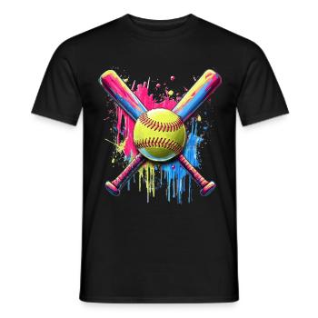 Softball - Männer T-Shirt - Schwarz - Vorne - AI Model Male 178 light (178cm)