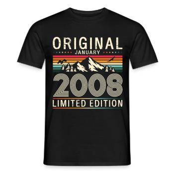 18th Birthday Original January 2008 - Men's T-Shirt - black - Front - AI Model Male 178 light (178cm)