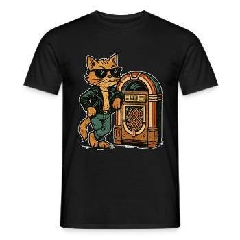 Rockabilly Jukebox Cool Cat Cadeau rétro des années 50 - T-shirt homme - noir - Devant - AI Model Male 178 light (178cm)
