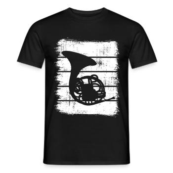 Sketch French horn - Men's T-Shirt - black - Front - AI Model Male 178 light (178cm)