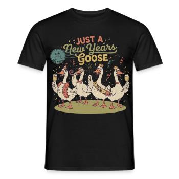 Just A New Year's Goose 2026 Celebration Design - Men's T-Shirt - black - Front - AI Model Male 178 light (178cm)