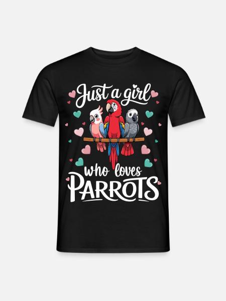 Mädchen Das Papageien Liebt Bunte Papageien - Männer T-Shirt - Schwarz