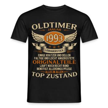 33rd Birthday Gift Classic Car January 1993 - Men's T-Shirt - black - Front - AI Model Male 178 light (178cm)