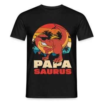 Papasaurus Retro Sunset - Men's T-Shirt - black - Front - AI Model Male 178 light (178cm)
