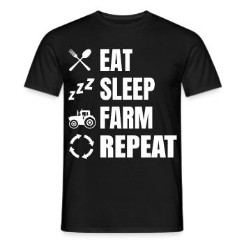 Manger, dormir, labourer, répéter - T-shirt homme - noir - Devant - AI Model Male 178 light (178cm)