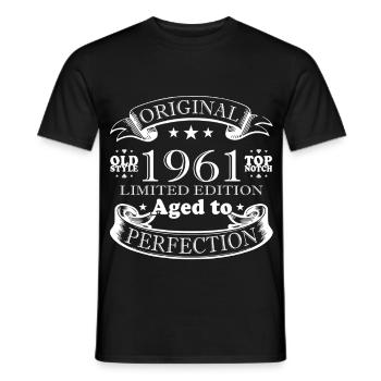 1961 Année de naissance Anniversaire du Vintage - T-shirt homme - noir - Devant - AI Model Male 178 light (178cm)