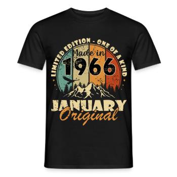 1966 Januar Original - Männer T-Shirt - Schwarz - Vorne - AI Model Male 178 light (178cm)