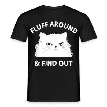 Fluff herum und finde eine lustige Katze - Männer T-Shirt - Schwarz - Vorne - AI Model Male 178 light (178cm)