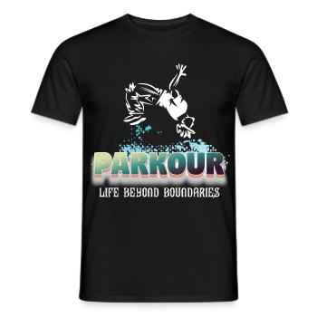 La vie de parkour au-delà des frontières - T-shirt homme - noir - Devant - AI Model Male 178 light (178cm)