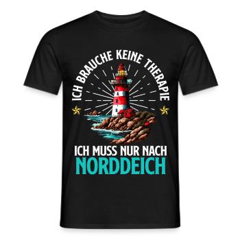 North Sea NEED NO THERAPY MUST GO TO NORDDEICH - Men's T-Shirt - black - Front - AI Model Male 178 light (178cm)