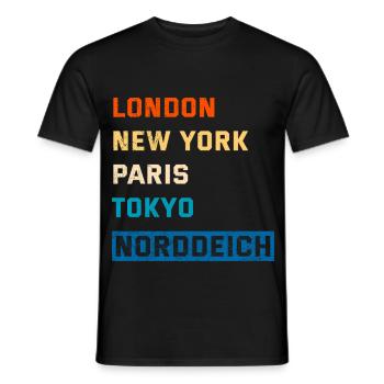 Vacances de la mer du Nord LONDRES, NEW YORK, PARIS NORDDEICH - T-shirt homme - noir - Devant - AI Model Male 178 light (178cm)