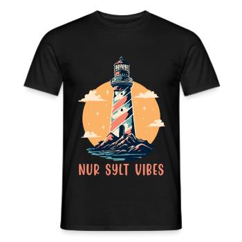 Nordsee Urlaub NUR SYLT VIBES Lustiges - Männer T-Shirt - Schwarz - Vorne - AI Model Male 178 light (178cm)