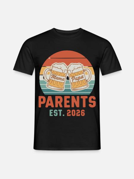 Eltern 2026 Mama Papa - Männer T-Shirt - Schwarz