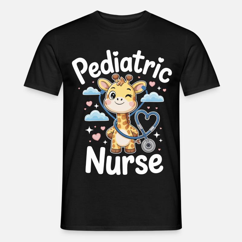 Pädiatrische Giraffe mit Stethoskop - Männer T-Shirt - Schwarz