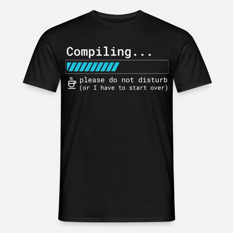 Lustiges Programmierer T-Shirt - Compiling Please  - Männer T-Shirt - Schwarz