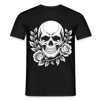 Schädel mit Blumenkranz - Männer T-Shirt - Schwarz - Vorne - AI Model Male 178 light (178cm)