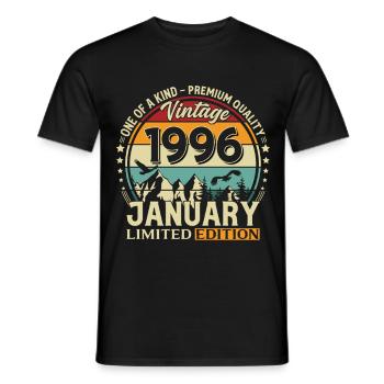 30e anniversaire Millésime de janvier 1996 - T-shirt homme - noir - Devant - AI Model Male 178 light (178cm)