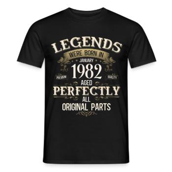 Légende du 44e anniversaire Millésime de janvier 1982 - T-shirt homme - noir - Devant - AI Model Male 178 light (178cm)