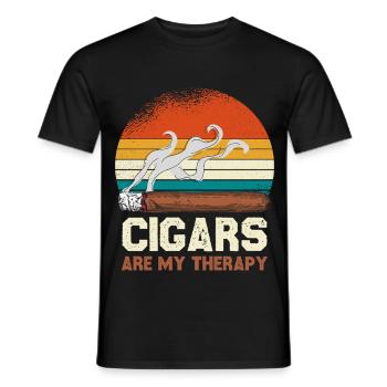 Thérapie au cigare Retro Sunset - T-shirt homme - noir - Devant - AI Model Male 178 light (178cm)