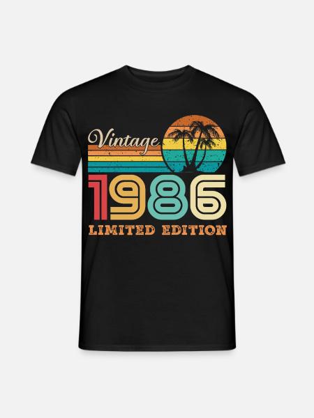 1986 Vintage Retro 1986 Geburtstagsgeschenk - Männer T-Shirt - Schwarz