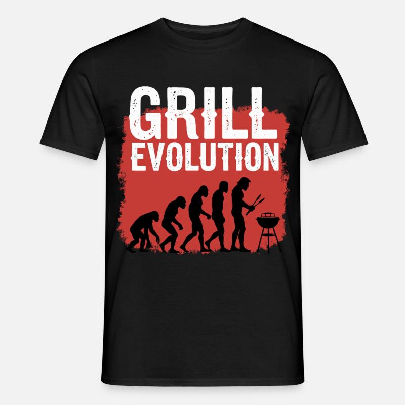 Grill Evolution Lustiger Grillmeister Spruch - Männer T-Shirt - Schwarz